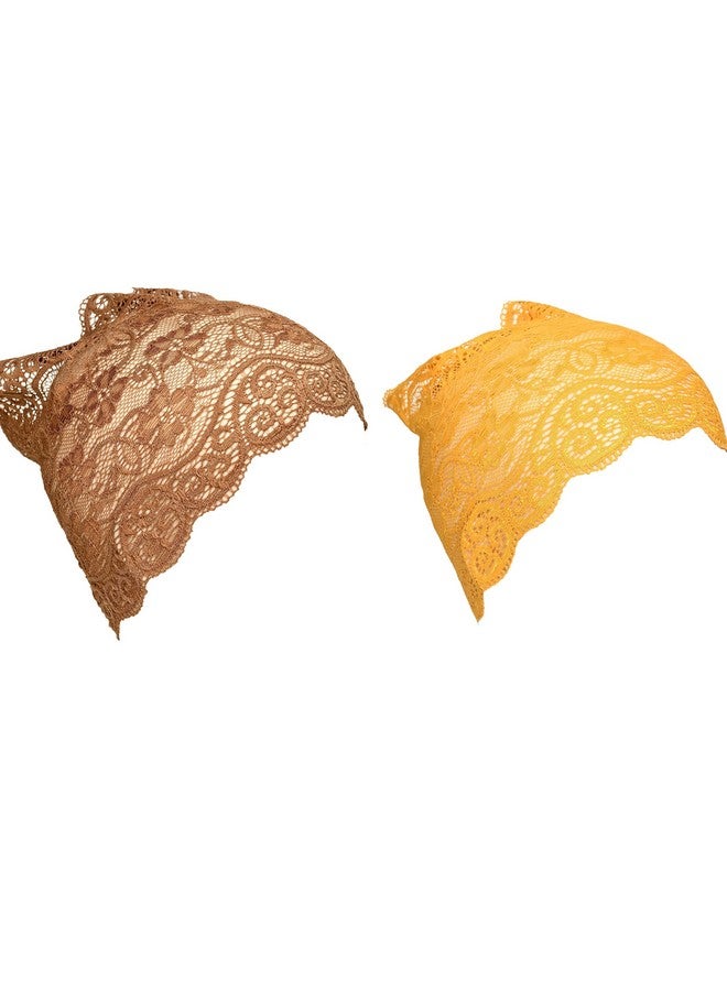 Girls and Womens Hijab Headband, Under Hijab Scarf Naqab Head Scarf (2 pcs) (Tawny and Yellow) - Image 1