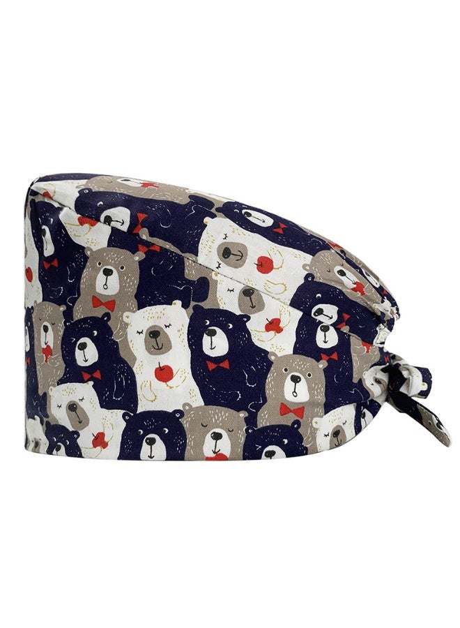 NIBEMINENT Scrubs Cap  Cotton Print Surgery Scrub Hats Nurse Caps Medical Accessories Beauty Salon Pet Shop Lab Work Hat Chef Hat