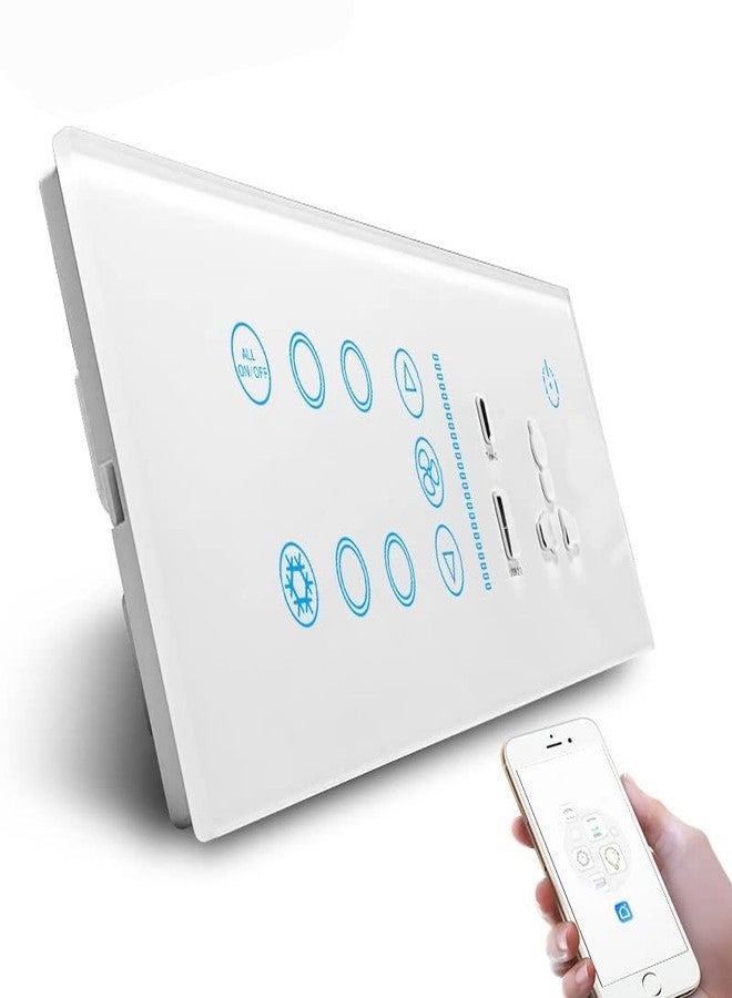 Protium Multi function Smart Switch, Compatible with Alexa, Google Home, Smart Things & Smart life App (4 Gang+20A AC+ Fan Regulator+ 13A Socket + USB A & Type C) White Color - Image 1