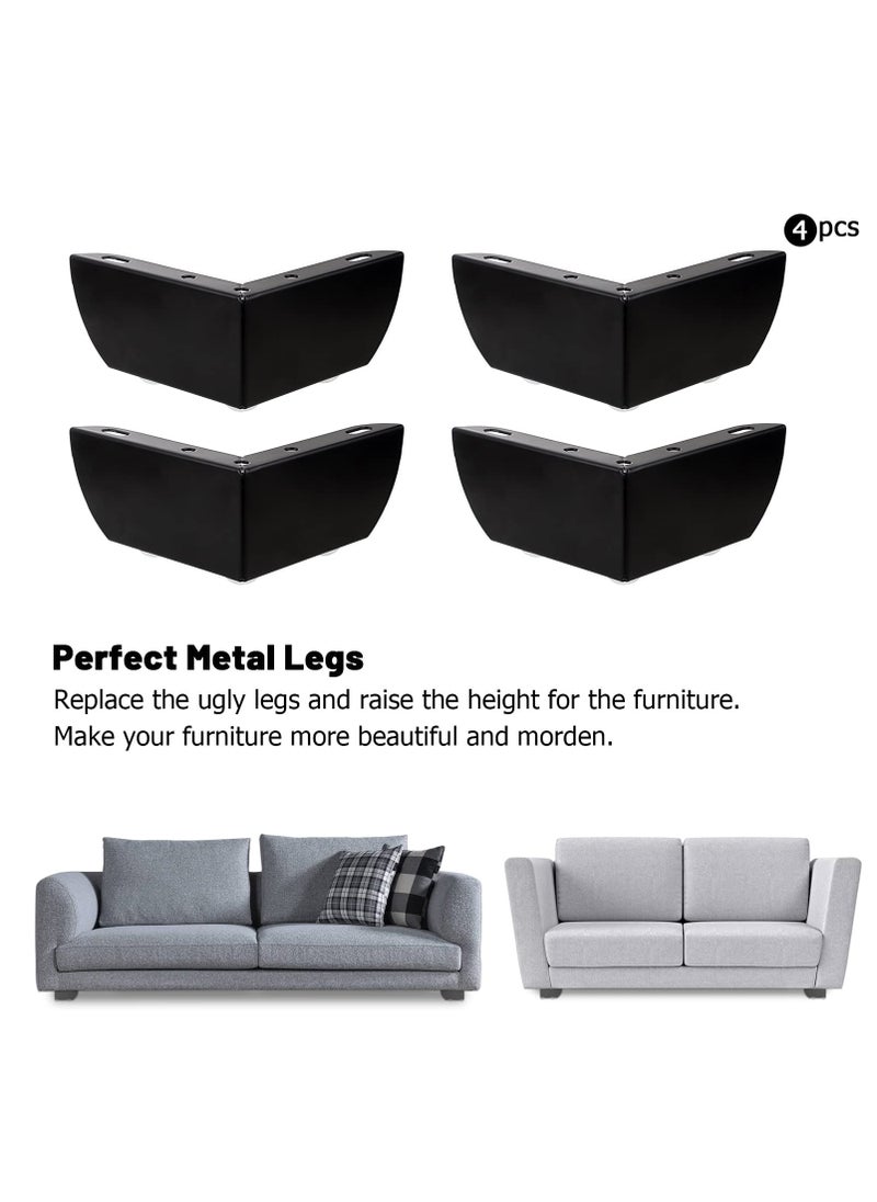 KASTWAVE - 4Pcs 5.5cm Metal Sofa Legs Furniture Feet Wardrobe Leg, Modern Solid Sofa Feet Cabinet Feet Table Legs for DIY Replacement (Black) - Image 1
