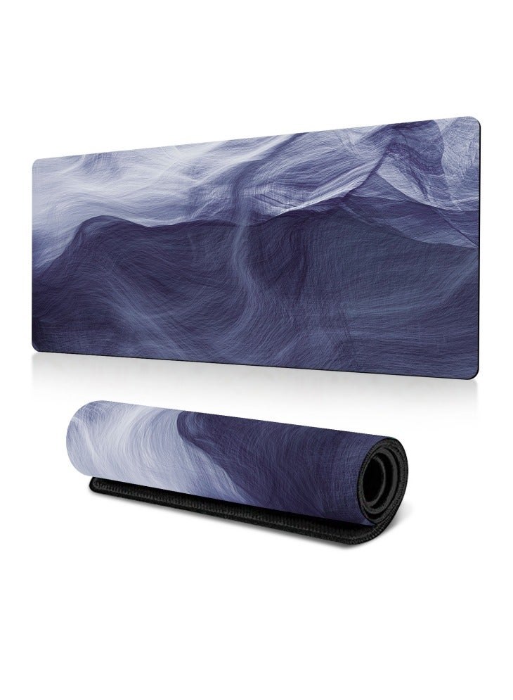 Large Gaming Mouse Pad Stitched Edges Extended Mousepad Smooth Cloth Surface Non-Slip Rubber Base Waterproof Anime Extended Comfortable Mouse Mat Desk Pad Spill-Resistant Desk Pad for Keyboard and Mouse Blue(Ink wash) 