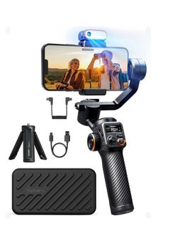 Hohm iStick Gimbal Smartphone Stabilizer Kit M6, 3 Axis with Magnetic Fill Light/AI Tracking Sensor for iPhone and Android with 0.9 Inch OLED Screen, Max Load 400 G, Upgraded 2023