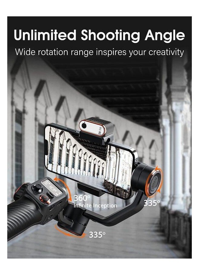 hohem - Hohm iStick Gimbal Smartphone Stabilizer Kit M6, 3 Axis with Magnetic Fill Light/AI Tracking Sensor for iPhone and Android with 0.9 Inch OLED Screen, Max Load 400 G, Upgraded 2023 - Image 1