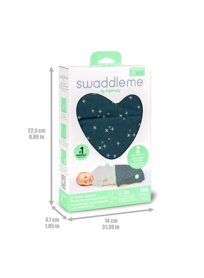 SwaddleMe Ingenuity All Season Swaddle, Size 0-3 Months, 7-14 pounds 1pk, 0.5-2.5 TOG - Tiny Tiles - Image 3