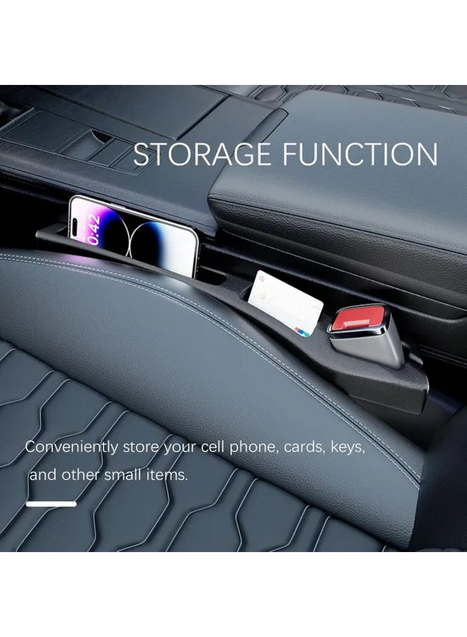 2 Pcs Black Car Seat Gap Filler Organizer With Phone Keys Cards Storage - Image 2