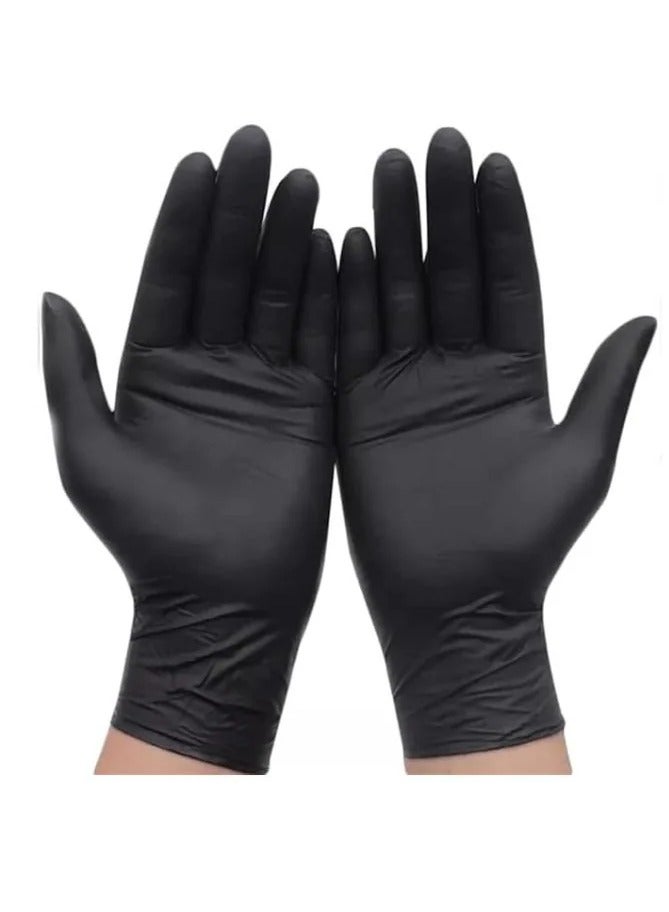 Generic Multi-use black rubber gloves without powder, a package of 100, to keep hands clean for home, work, and clinics  - Image 1