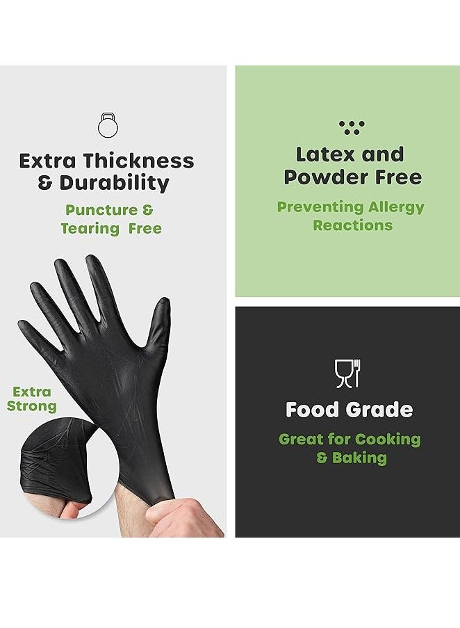 Generic Multi-use black rubber gloves without powder, a package of 100, to keep hands clean for home, work, and clinics  - Image 5