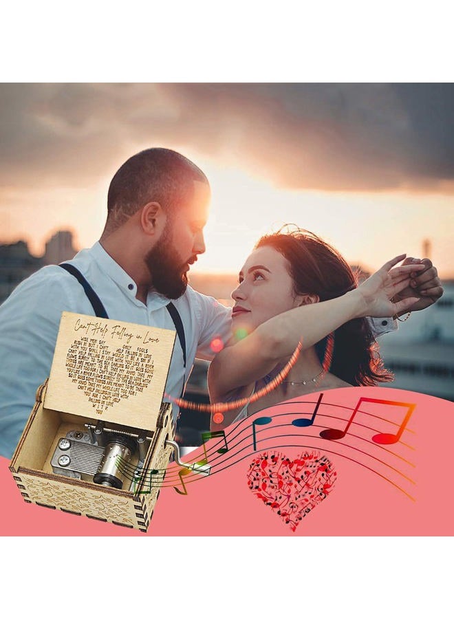 byykit VACTER Can't Help Falling in Love Wood Music Box, Antique Engraved Musical Boxes Case for Love One Wooden Music Box - Gifts for Lover, Boyfriend, Girlfriend, Husband, Wife (Wood) - Image 2