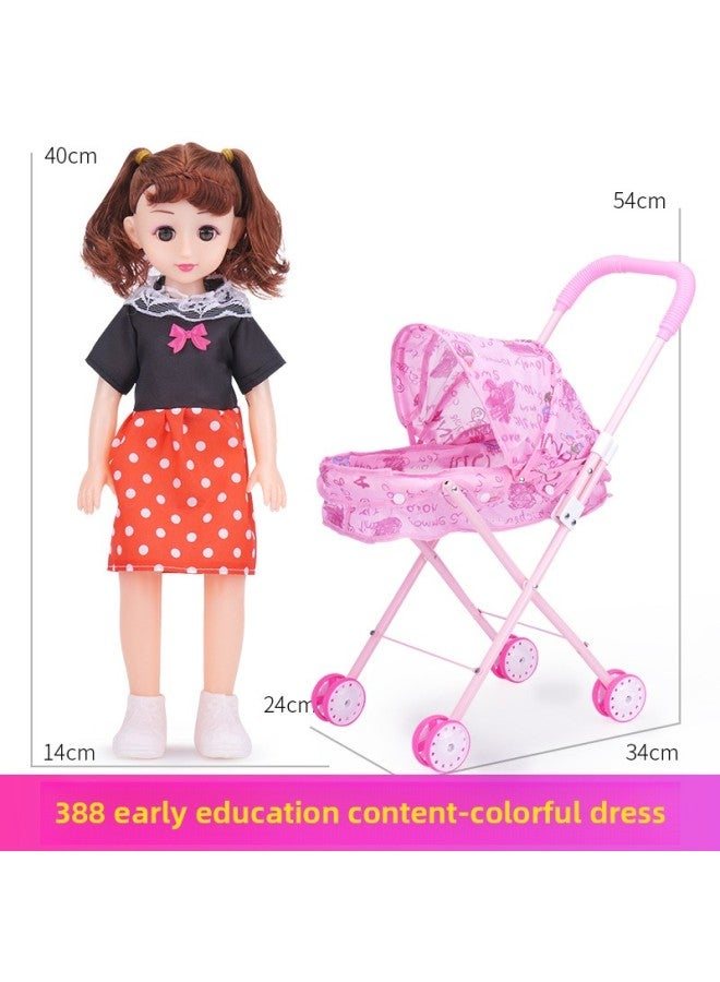 Children's Toys Girls Play House Stroller With Dolls Baby Kindergarten Children's Clothing Amusement Park Batch-Color:Pink With Peng Iron Cart +335 Sound Round Point Dress Princess - Image 1