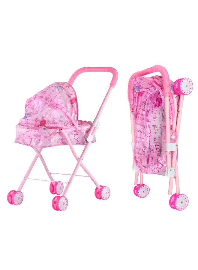 Children's Toys Girls Play House Stroller With Dolls Baby Kindergarten Children's Clothing Amusement Park Batch-Color:Pink With Peng Iron Cart +335 Sound Round Point Dress Princess - Image 3