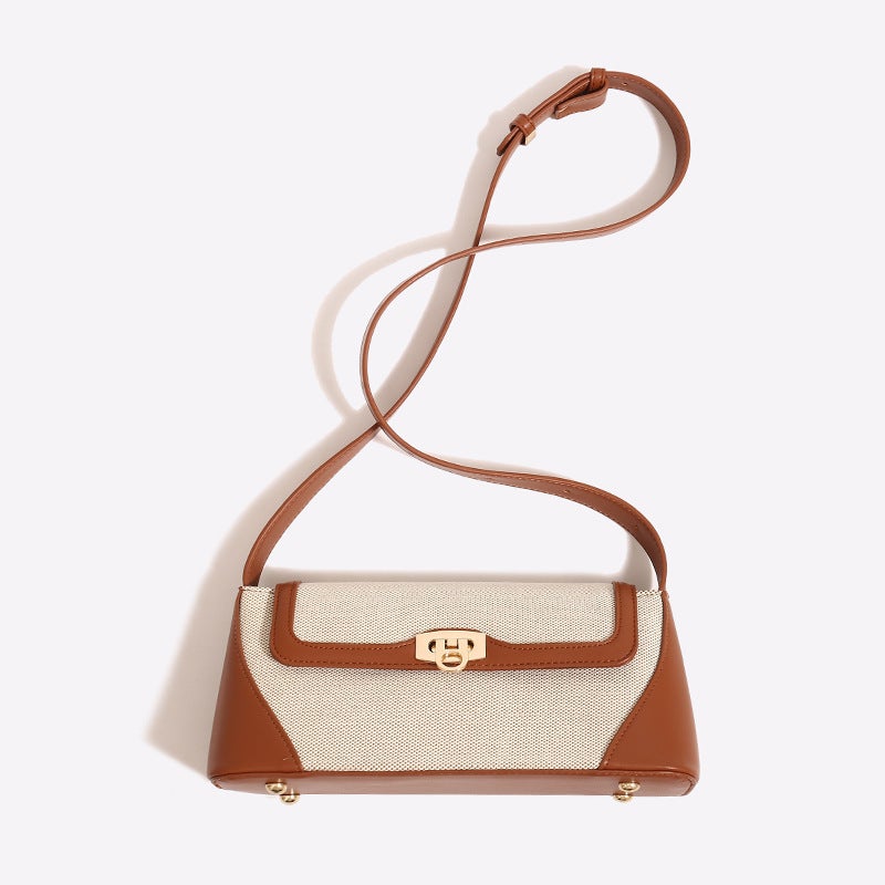 Bag For Women, Versatile Retro Shoulder Crossbody Bag, Light Luxury Niche French Armpit Bag, Baguette Bag, Contrasting Color - Image 4