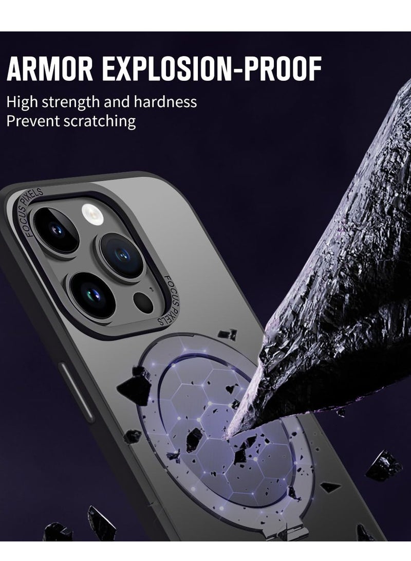 Excefore Ultimate Protection Case for iPhone 14 Pro Max Magsafe Compatible with Aerospace Alloy Hidden Stand,Military-Grade Material, X-Shock Reinforcement,360° Shockproof Protective Black - Image 3