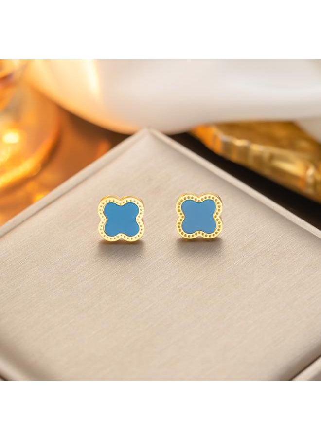 NIBEMINENT Clover Shell Stainless Steel Pendant Accessories Necklace Bracelet Stud Earrings Jewelry Three-piece Set Suit 
