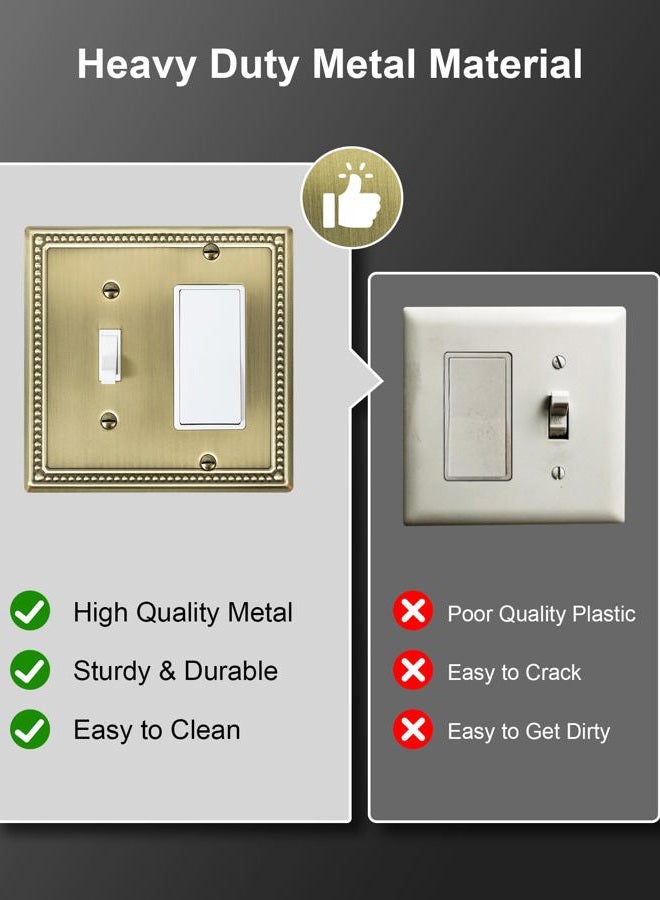 TREEWELL 2-Pack Combo Toggle/Decorator Light Switch Cover Plate, Pearls Decorative Electrical Outlet Covers, Metal Wall Switch Plates and Outlet Covers, Antique Brass - Image 4