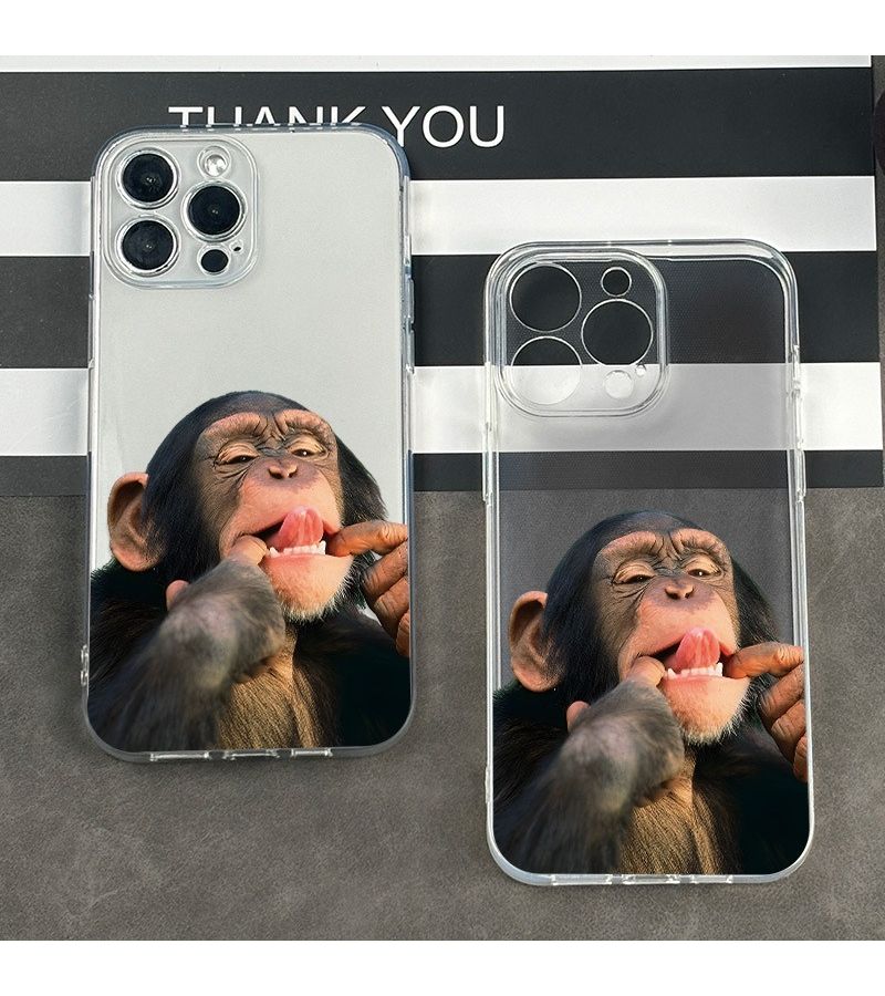 غلاف حماية لهاتف iPhone 7 8 SE بتصميم قرد شفاف - Image 5