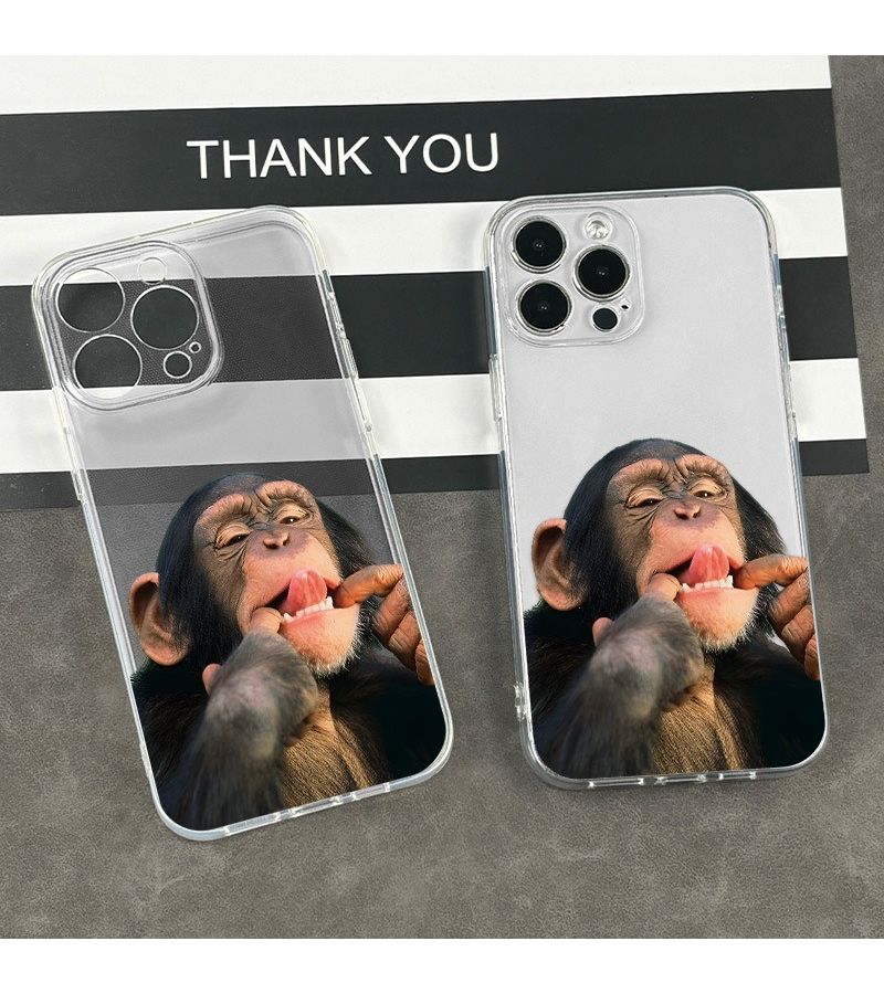 غلاف حماية لهاتف iPhone 7 8 SE بتصميم قرد شفاف - Image 4
