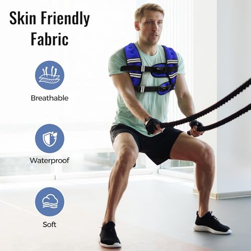Zeerun Weighted Vest for Women & Men with Reflective Stripe and Adjustable Buckle, Comfortable & Durable Rucking Vest for Walking, Running & Strength Training, 18LBS-Blue - Image 4