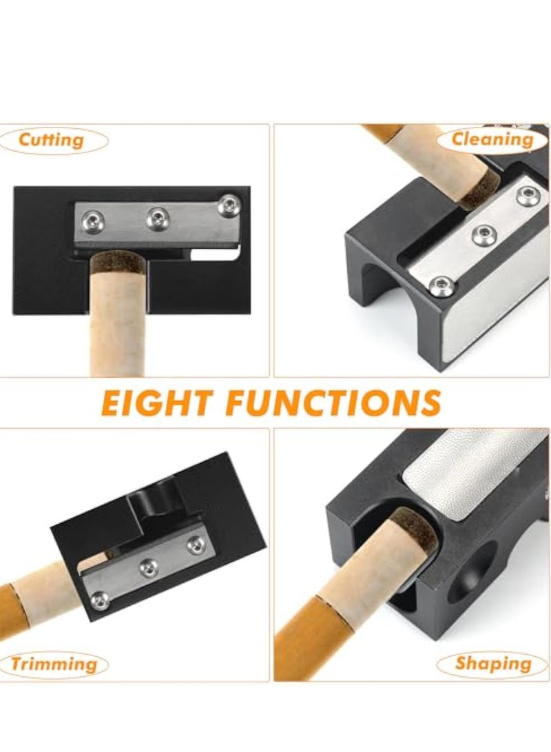 8 in 1 Aluminum Pool Cue Tip Repair Tool, Pool Cue Repair Kit, Billiard Cue Stick Tip Tool Accessory with one Replacement Blade and one Wrench, Cue Tip Stick Shaper Billiard Pool Cue Accessories - Image 3