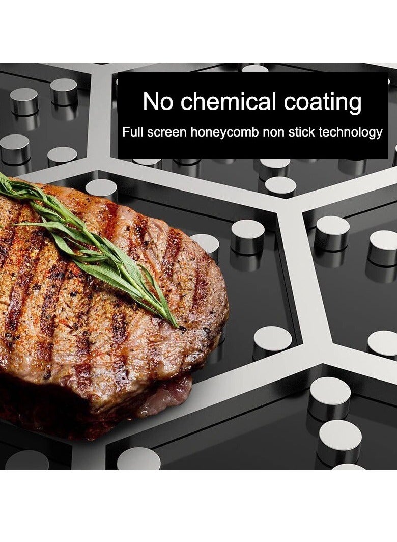 AROAQ مقلاة من الفولاذ المقاوم للصدأ، مقلاة كاملة الجسم ثلاثية الطبقات، مقلاة غير لاصقة مقاومة للخدش على الوجهين على شكل قرص العسل لجميع المواقد، (26 سم) - Image 3