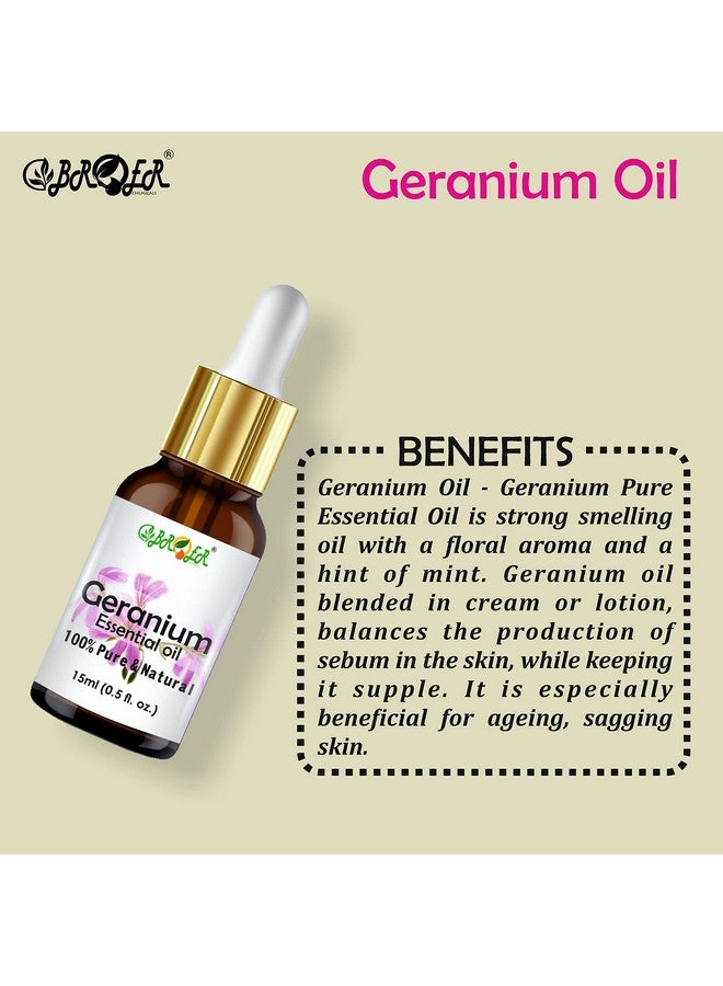 BROER Geranium Essential oil 15ml - 100% Pure, Natural & Undiluted for Moisturize & Rejuvenate Skin & Hair - Image 2