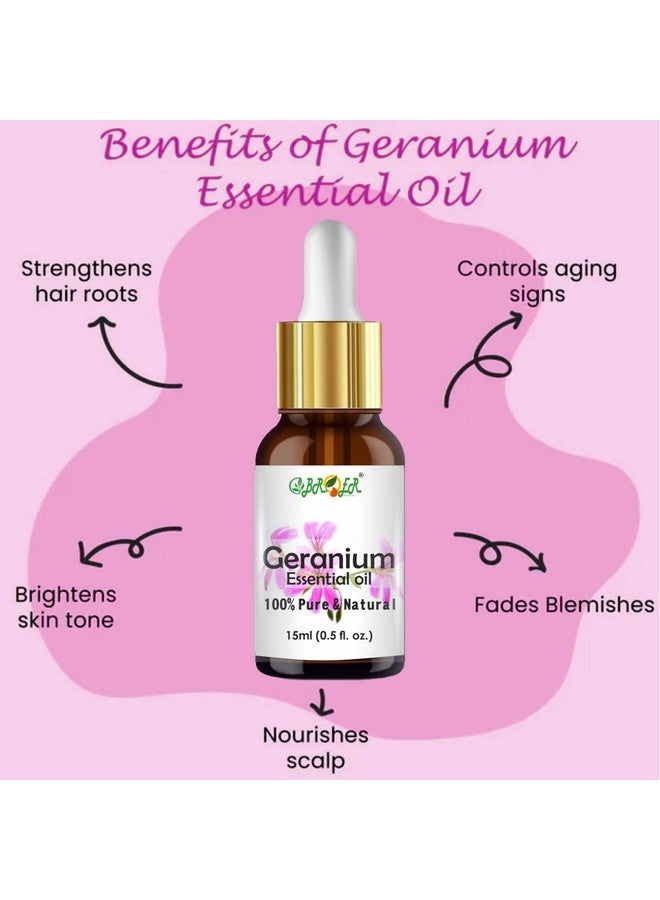 BROER Geranium Essential oil 15ml - 100% Pure, Natural & Undiluted for Moisturize & Rejuvenate Skin & Hair - Image 3