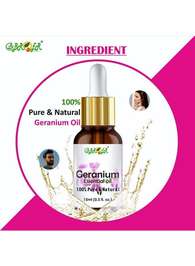 BROER Geranium Essential oil 15ml - 100% Pure, Natural & Undiluted for Moisturize & Rejuvenate Skin & Hair - Image 5
