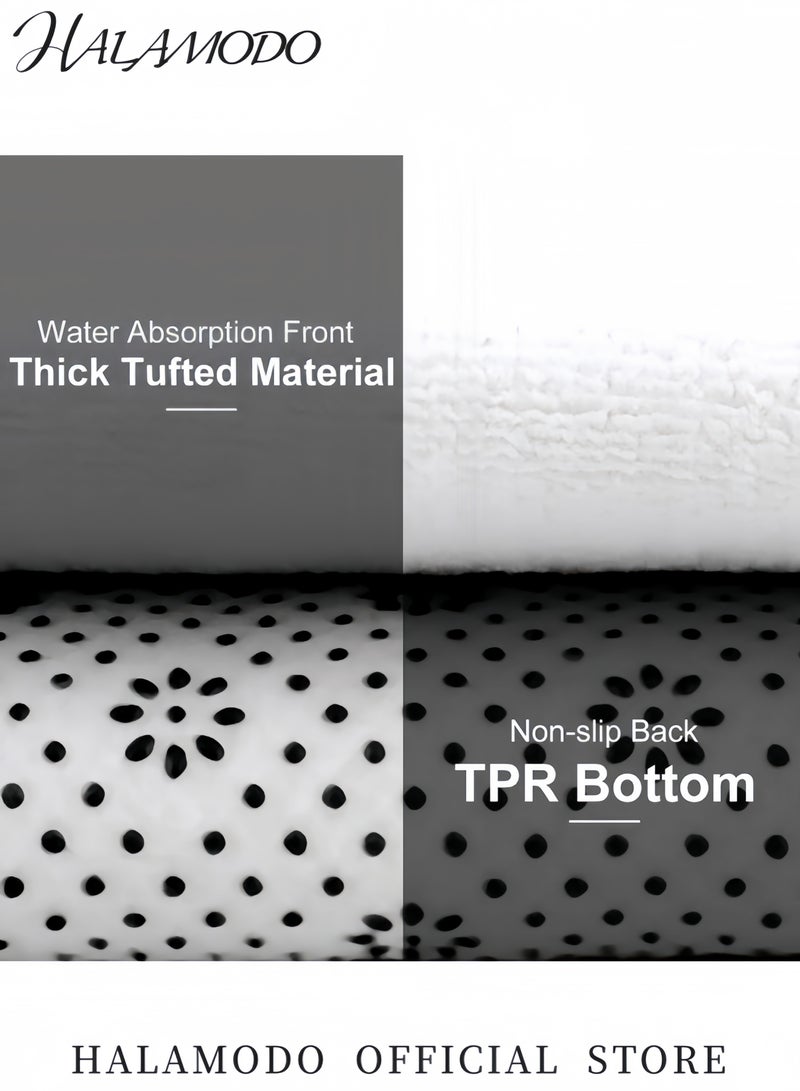 3-Piece Marble Bathroom Rug Set Non Slip Bath Mat U Shaped Contour Toilet Mat & Lid Cover Soft Absorbent Microfiber Shower Rugs Anti Skid Bathroom Carpet Set for Home Decor - Image 3