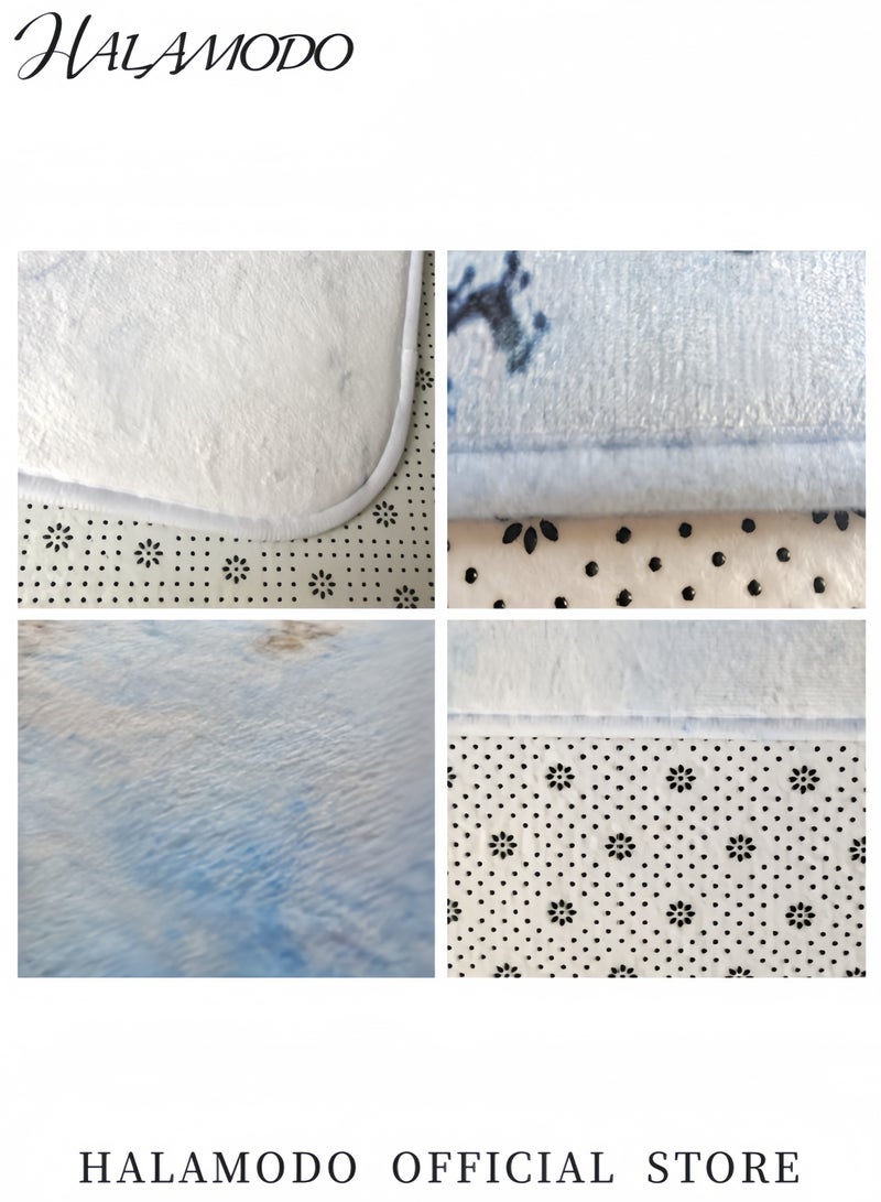 3-Piece Marble Bathroom Rug Set Non Slip Bath Mat U Shaped Contour Toilet Mat & Lid Cover Soft Absorbent Microfiber Shower Rugs Anti Skid Bathroom Carpet Set for Home Decor - Image 4