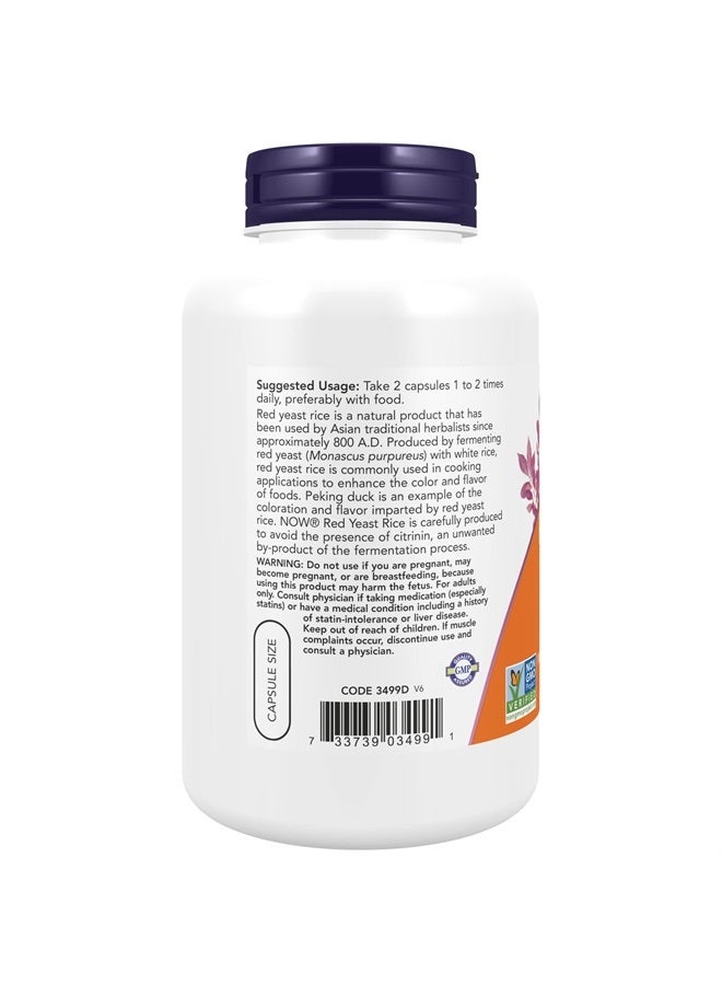 now Supplements, Red Yeast Rice 600 mg, Made with Organic Red Yeast Rice, 240 Veg Capsules - Image 3