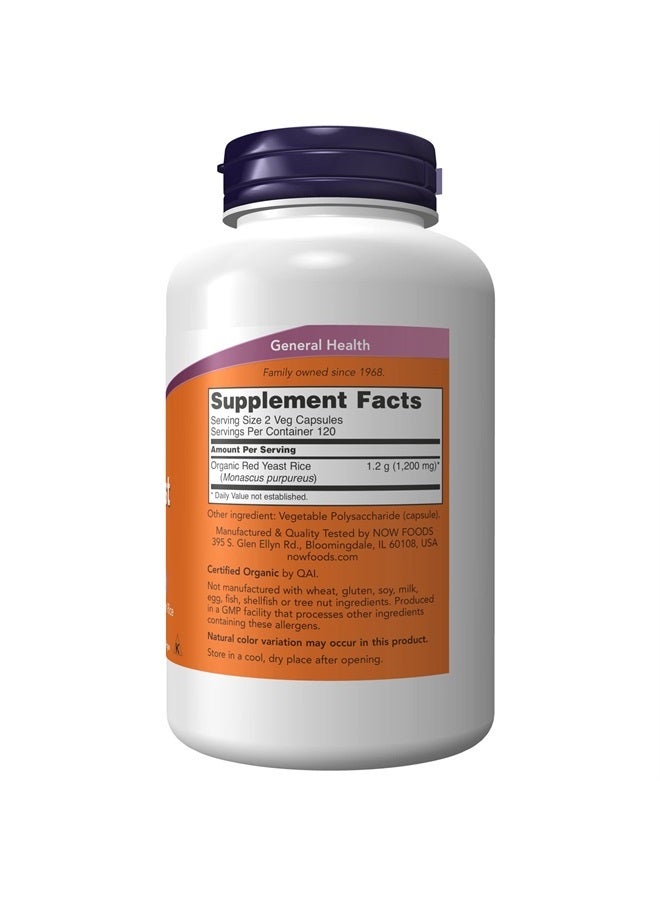 now Supplements, Red Yeast Rice 600 mg, Made with Organic Red Yeast Rice, 240 Veg Capsules - Image 2