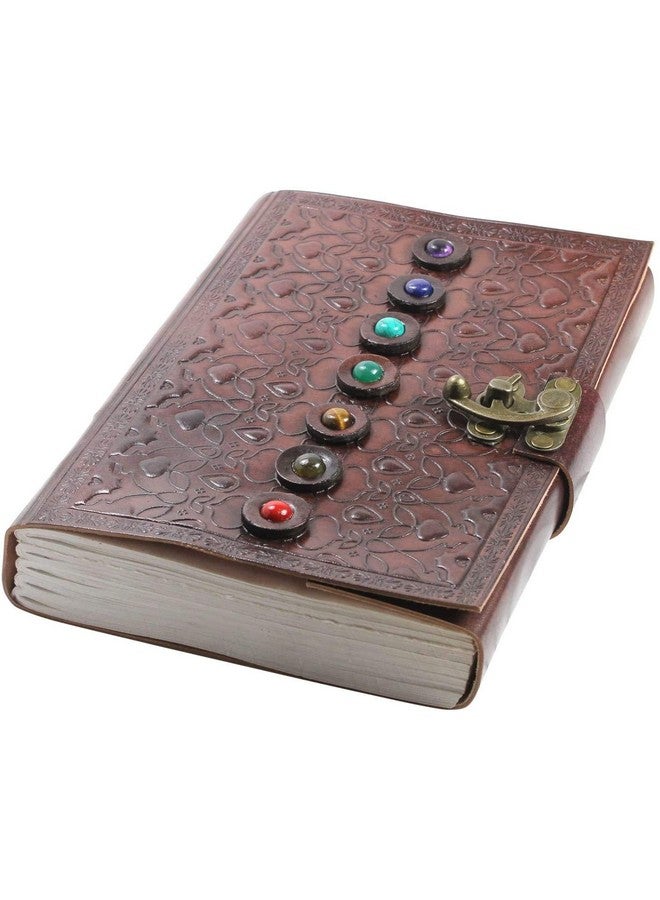 AzureGreen Ok Of Shadows Journal, Supernatural Notebook With Chakra Gem Stones Healing Crystals And Latch, By Azuregreen (Brown Single Lock) - Image 3