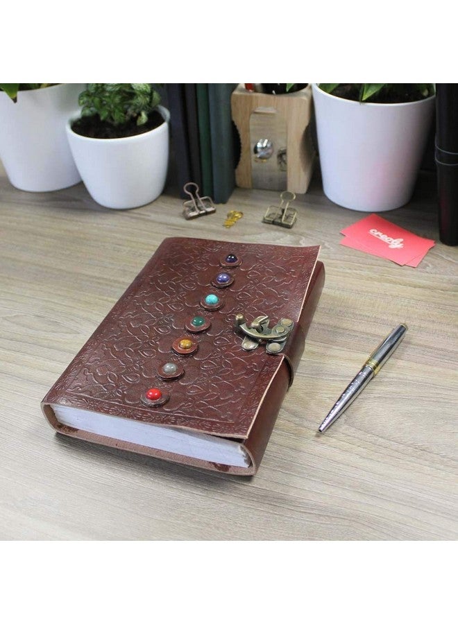 AzureGreen Ok Of Shadows Journal, Supernatural Notebook With Chakra Gem Stones Healing Crystals And Latch, By Azuregreen (Brown Single Lock) - Image 5