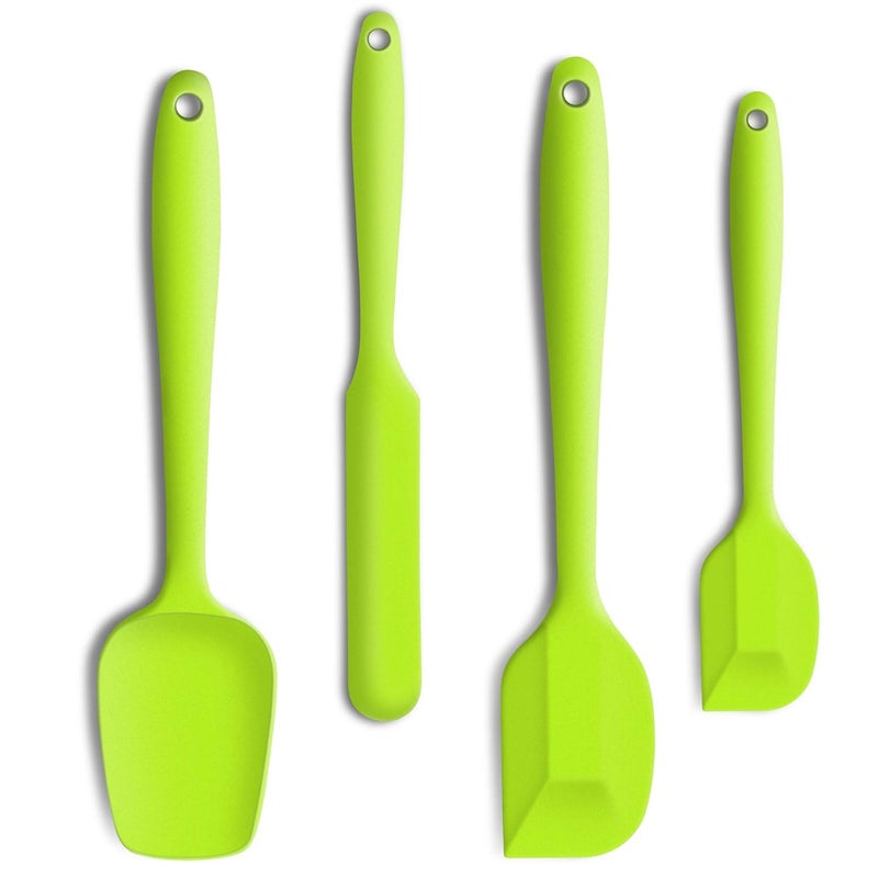 JXWING 4 Piece Silicone Spatula Set Flexible Heat Resistant Nonscratch Baking Cooking Rubber Spatulas with Stainless Steel Core Green - Image 1