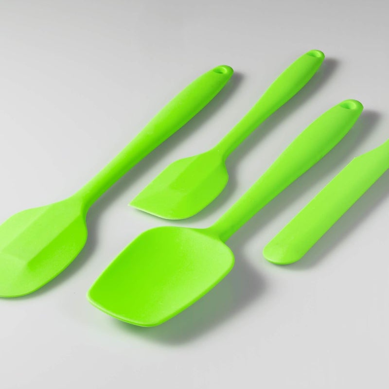 JXWING 4 Piece Silicone Spatula Set Flexible Heat Resistant Nonscratch Baking Cooking Rubber Spatulas with Stainless Steel Core Green - Image 3