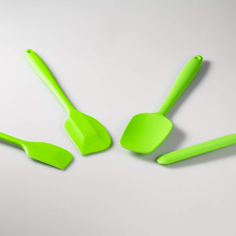 JXWING 4 Piece Silicone Spatula Set Flexible Heat Resistant Nonscratch Baking Cooking Rubber Spatulas with Stainless Steel Core Green - Image 4