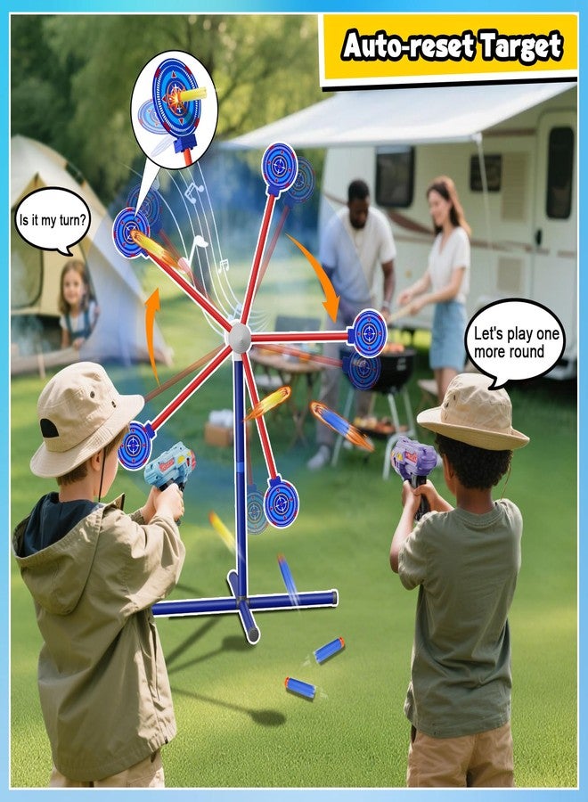 HLDYA Rocket Shooting Games Toys with Rotating Target 2 Toy Guns 20 Foam Darts Kids Outdoor Toys for Boys Age 5 6 7 8 9 10+ Year Old Carnival Games Compatible with Nerf Guns (Green) - Image 2