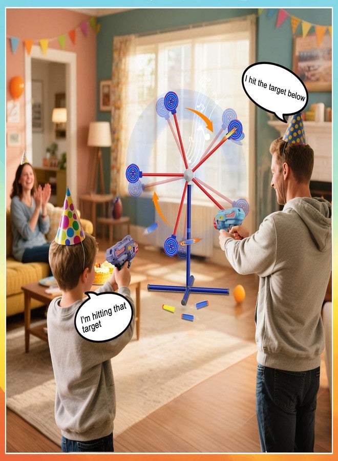 HLDYA Rocket Shooting Games Toys with Rotating Target 2 Toy Guns 20 Foam Darts Kids Outdoor Toys for Boys Age 5 6 7 8 9 10+ Year Old Carnival Games Compatible with Nerf Guns (Green) - Image 3