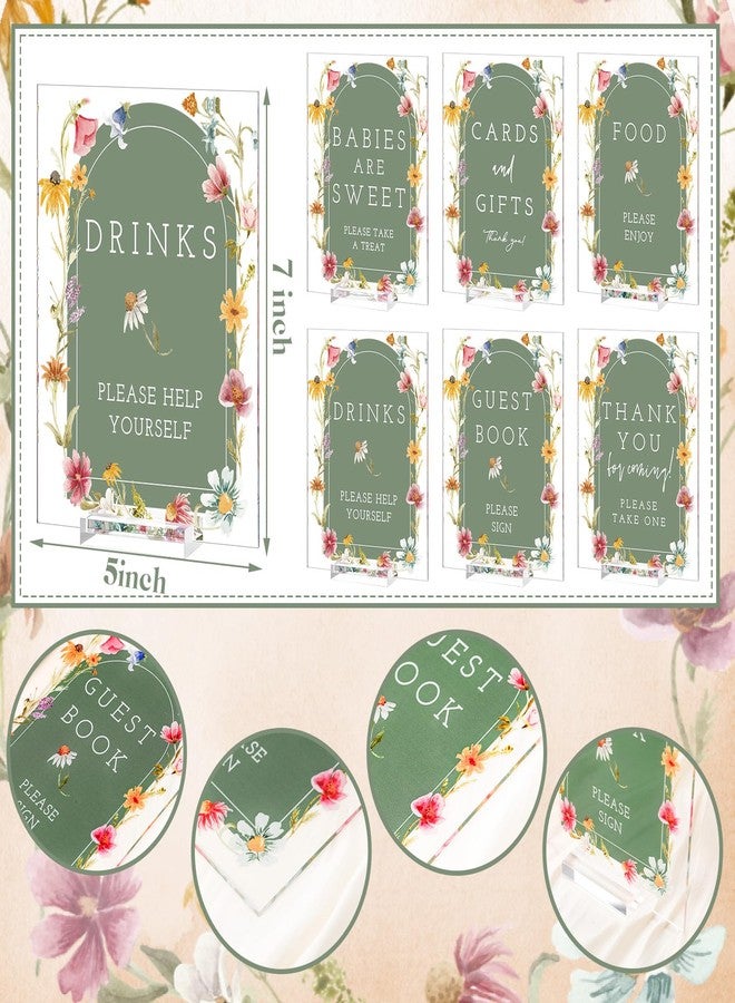Vercraft 6 Pcs Wildflowers Baby in Bloom Green Table Decorations Take One Sign Thank You Acrylic Sign Centerpieces with Stand 5 x 7" Wedding Birthday Party Decorations for Guests Gifts - Image 2