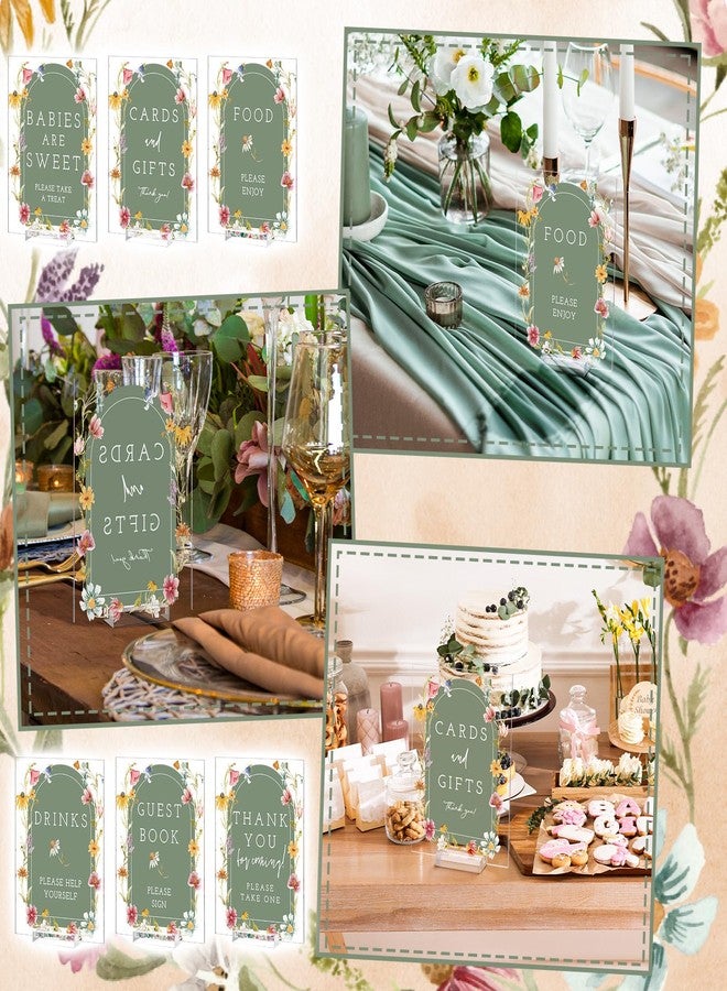 Vercraft 6 Pcs Wildflowers Baby in Bloom Green Table Decorations Take One Sign Thank You Acrylic Sign Centerpieces with Stand 5 x 7" Wedding Birthday Party Decorations for Guests Gifts - Image 4