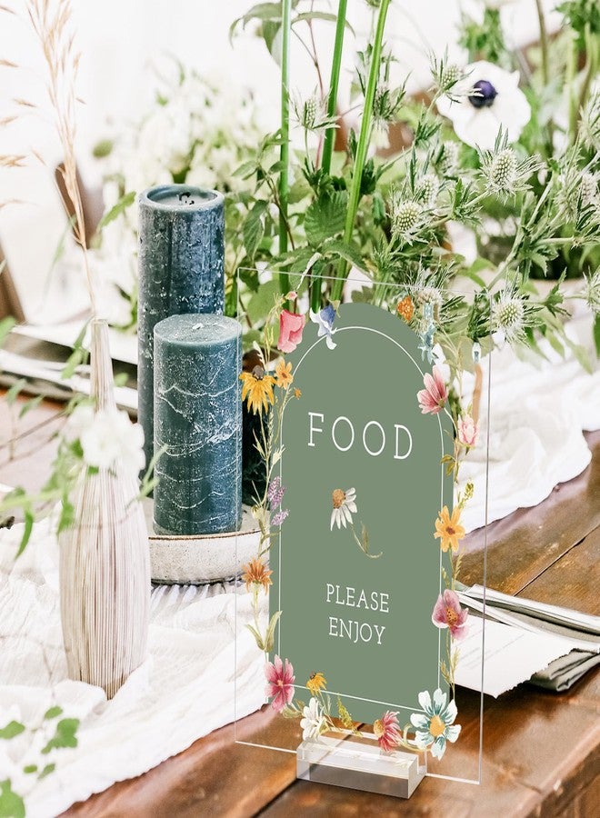 Vercraft 6 Pcs Wildflowers Baby in Bloom Green Table Decorations Take One Sign Thank You Acrylic Sign Centerpieces with Stand 5 x 7" Wedding Birthday Party Decorations for Guests Gifts - Image 3