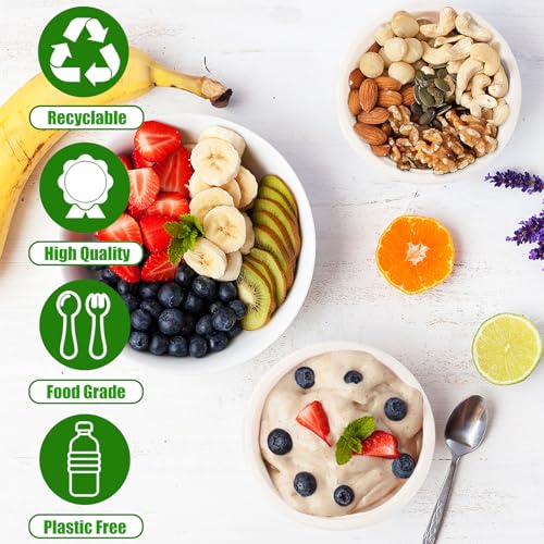 Tiaiidi 100 Pack 8oz Disposable Paper Bowls,Compostable Bagasse Bowls,Small Biodegradable Heavy-Duty Bowls for Hot and Cold Food - Image 5
