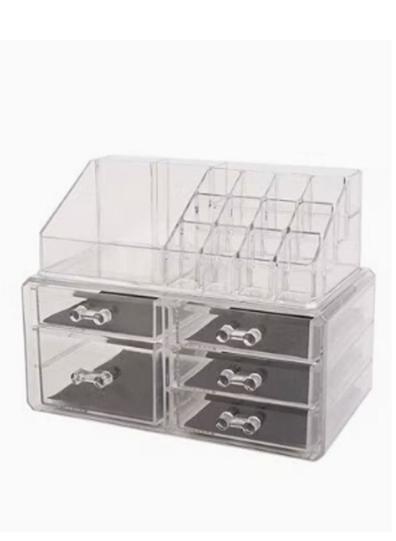 5-Layer Adjustable Cosmetic Storage Drawer Clear - Image 1