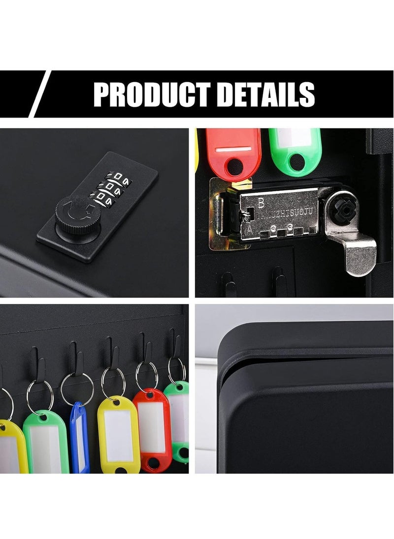 Generic Key Box Wall Mount with Combination Lock 28 Key Hooks Tags Key Organizer Steel Security Locking Key Cabinet Storage Key Lock Box with Code Key Management Cabinet  - Image 5