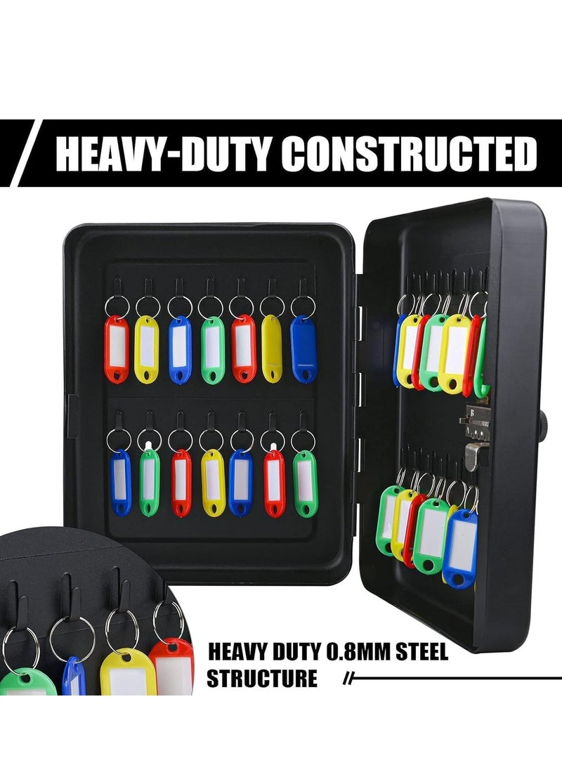 Generic Key Box Wall Mount with Combination Lock 28 Key Hooks Tags Key Organizer Steel Security Locking Key Cabinet Storage Key Lock Box with Code Key Management Cabinet  - Image 4