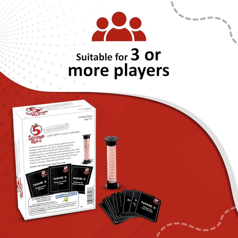 5 Second Rule Playmonster Uncensored - Just Spit It Out. Or Not - Quick Thinking Party Game - Adult Humor - Ages 17+ - Image 3