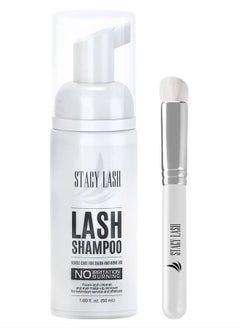 Stacy Lash Eyelash Extension Shampoo Brush / 1.69 fl.oz / 50ml / Eyelid Foaming Cleanser/Wash for Extensions & Natural Lashes/Safe Makeup Remover/Supplies for Professional & Home Use  - Image 1