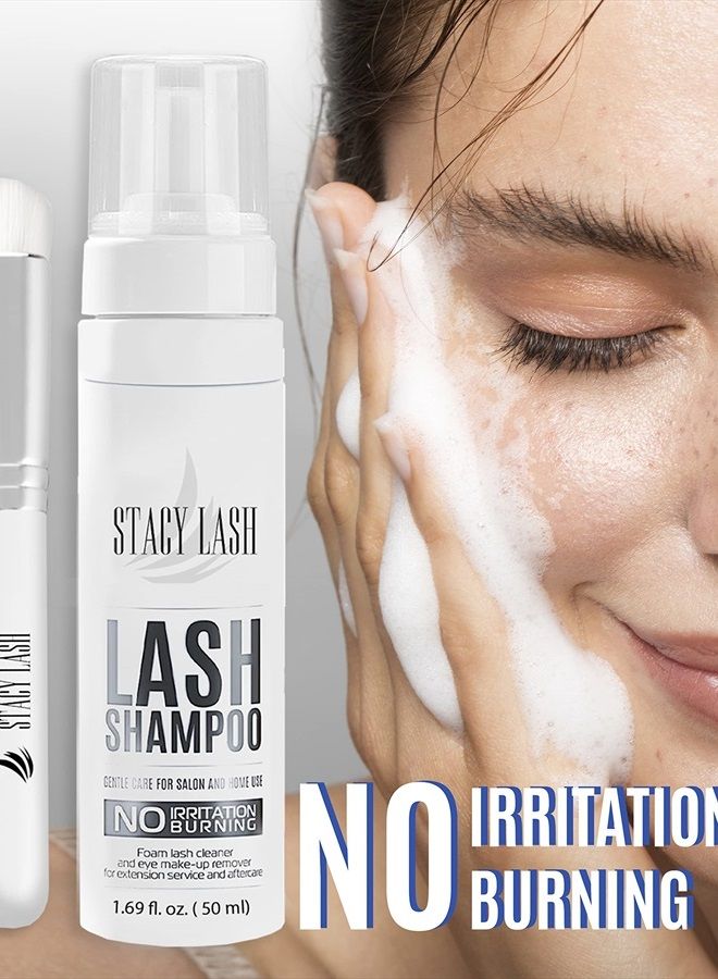 Stacy Lash فرشاة شامبو تمديد الرموش / 1.69 أونصة سائلة / 50 مل / منظف رغوي للجفون / غسول للتمديدات والرموش الطبيعية / مزيل مكياج آمن / مستلزمات للاستخدام المهني والمنزلي - Image 2