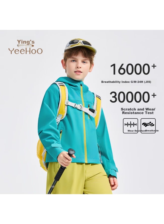 Yeehoo Kids Jacket Boys And Girls Outdoor Waterproof Windproof Sports Spring Coat Green 170 - Image 1