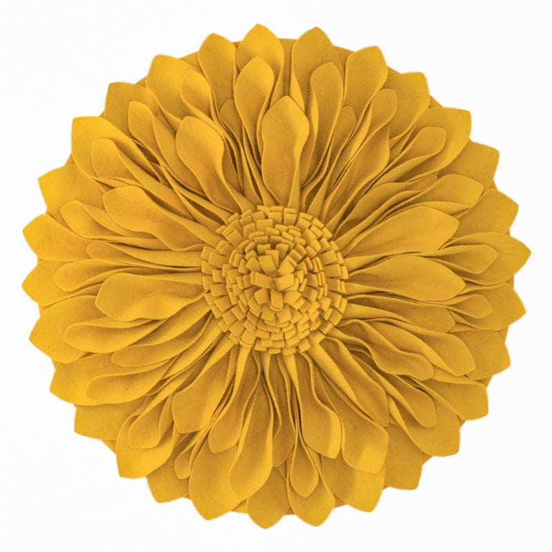 JWH JWH Round Flower Throw Pillow Cover 3D Sunflower Shaped Pillow Case Decorative Floral Cushion Small Accent Pillowcase for Home Bed Living Room Couch 12 Inch Gold Yellow  - Image 1