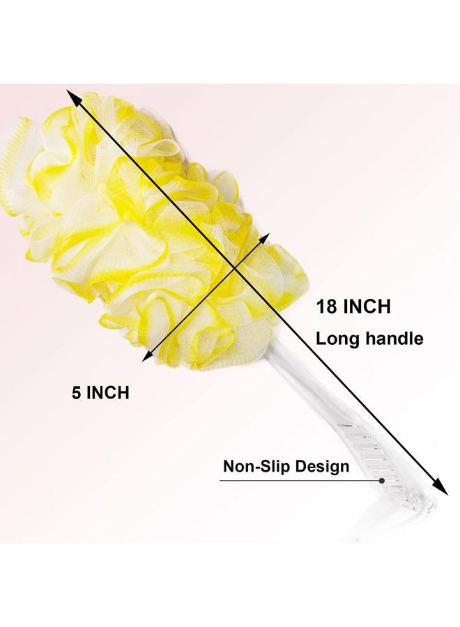 PPHAO BASIC PPHAO - فرشاة استحمام للظهر - لوفة استحمام - فرشاة استحمام بمقبض طويل - لوفة مقشرة للجسم للرجال - لوفة استحمام للنساء - لوفة صفراء - 1 عبوة - Image 2